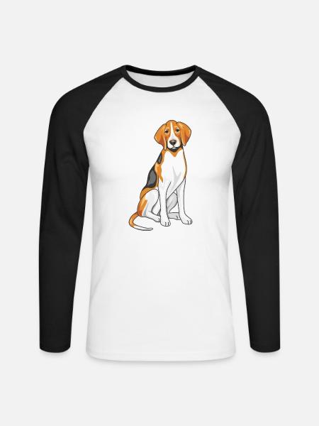 Sitting foxhound - Unisex Long Sleeve Baseball T-Shirt - white/black