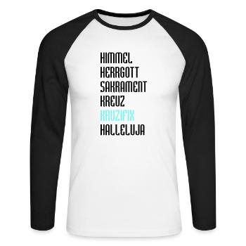 Bayrisch Fluchen - Unisex Baseballshirt langarm - Weiß/Schwarz - Vorne - Nik (191cm)