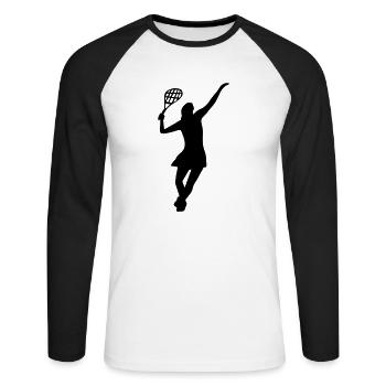 Joueur de tennis féminin - T-shirt baseball manches longues Homme - blanc/noir - Devant - Nik (191cm)