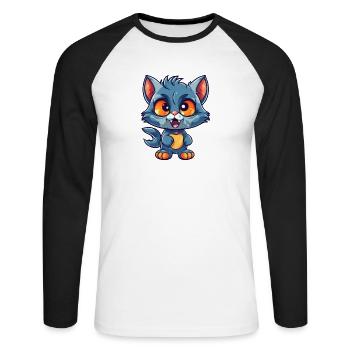 Les chats sont cool - T-shirt baseball manches longues Homme - blanc/noir - Devant - Nik (191cm)