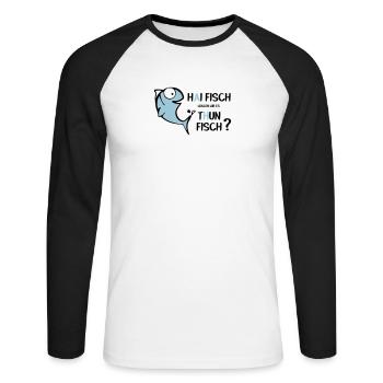 Haifisch Thunfisch - Unisex Baseballshirt langarm - Weiß/Schwarz - Vorne - Nik (191cm)