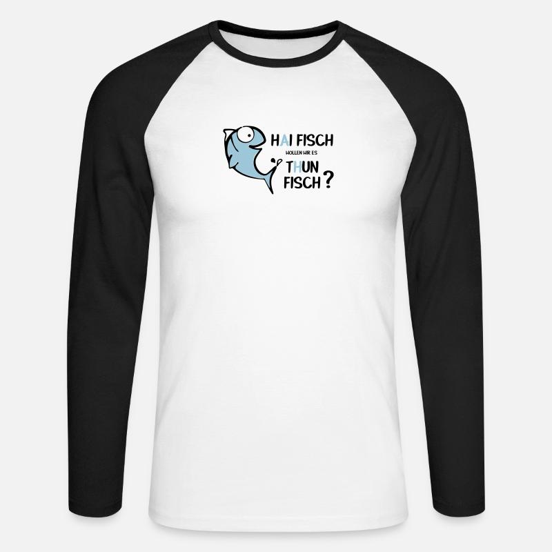 Haifisch Thunfisch - Unisex Baseballshirt langarm - Weiß/Schwarz
