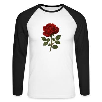 Rose - Unisex Baseballshirt langarm - Weiß/Schwarz - Vorne - Nik (191cm)