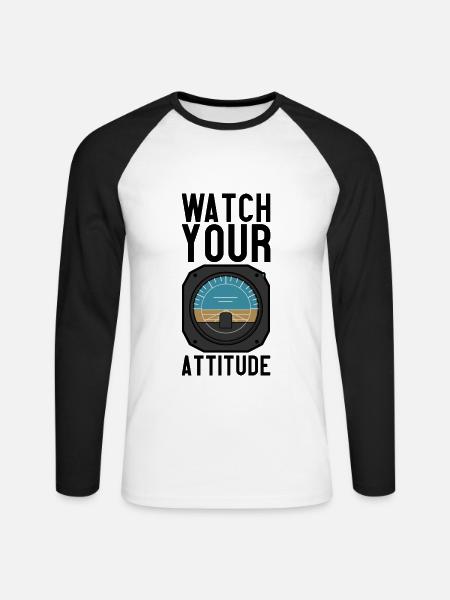 Watch Your Attitude - Unisex Baseballshirt langarm - Weiß/Schwarz