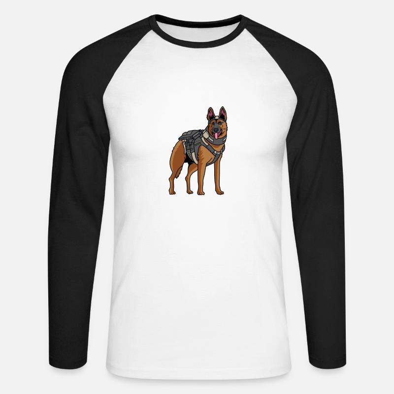 Polizeihund Polizist oder Polizist Gift - Unisex Baseballshirt langarm - Weiß/Schwarz