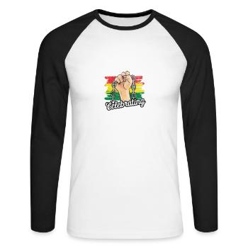 Juneteenth célèbre la liberté de citation noire drôle - T-shirt baseball manches longues Homme - blanc/noir - Devant - Nik (191cm)