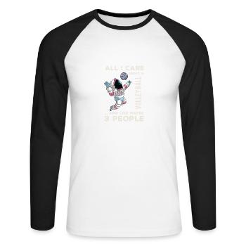 Ich kümmere mich um Volleyball Fous Footd 3 People - Unisex Baseballshirt langarm - Weiß/Schwarz - Vorne - Nik (191cm)