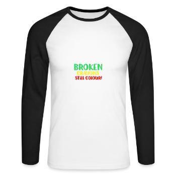 Broken crayons still color graphic bew - Unisex Long Sleeve Baseball T-Shirt - white/black - Front - Nik (191cm)
