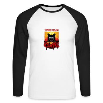 Funny Quote Cats Horror Movies Cute Halloween - Unisex Long Sleeve Baseball T-Shirt - white/black - Front - Nik (191cm)