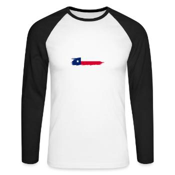 Design pour les amoureux Beto Flag Vintage Old Chick - T-shirt baseball manches longues Homme - blanc/noir - Devant - Nik (191cm)
