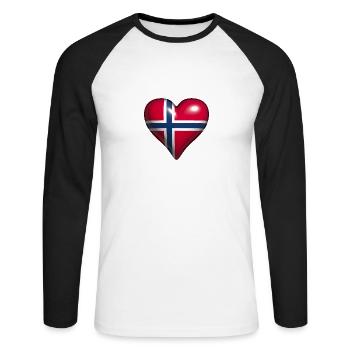 Norway shiny heart red white blue flag - Unisex Long Sleeve Baseball T-Shirt - white/black - Front - Nik (191cm)