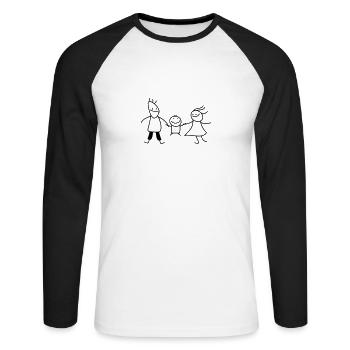 happy family (b) - Unisex Long Sleeve Baseball T-Shirt - white/black - Front - Nik (191cm)