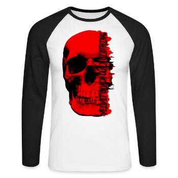 Crâne rouge - Velvet Black Cult Clothing - T-shirt baseball manches longues Homme - blanc/noir - Devant - Nik (191cm)