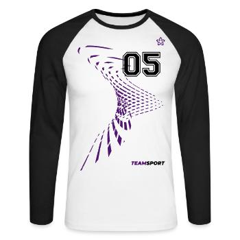 05 JERSEY Numéro Cinq Numéros Numéro 5 Motifs - T-shirt baseball manches longues Homme - blanc/noir - Devant - Nik (191cm)