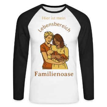 Here is my living area: family - Unisex Long Sleeve Baseball T-Shirt - white/black - Front - Nik (191cm)