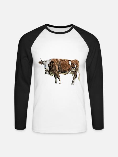 Kuh - Unisex Baseballshirt langarm - Weiß/Schwarz