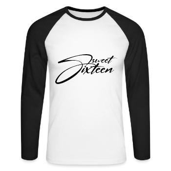 DOUX 16ÈME ANNIVERSAIRE SWEET SIXTEEN - T-shirt baseball manches longues Homme - blanc/noir - Devant - Nik (191cm)