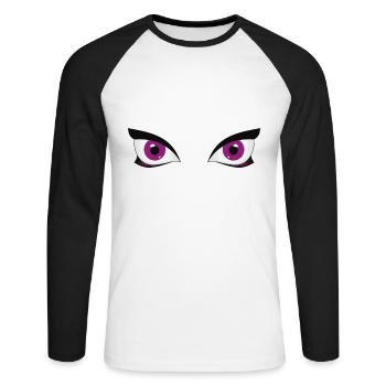 YEUX - T-shirt baseball manches longues Homme - blanc/noir - Devant - Nik (191cm)