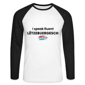 Je parle luxembourgeois bourré - T-shirt baseball manches longues Homme - blanc/noir - Devant - Nik (191cm)