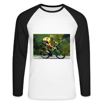 Pedal Power: Pro Cyclist - Unisex Long Sleeve Baseball T-Shirt - white/black - Front - Nik (191cm)