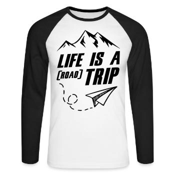 Life Is A Road Trip - Unisex Baseballshirt langarm - Weiß/Schwarz - Vorne - Nik (191cm)