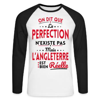 Perfection n'existe pas l'Angleterre bien Réelle - T-shirt baseball manches longues Homme - blanc/noir - Devant - Nik (191cm)