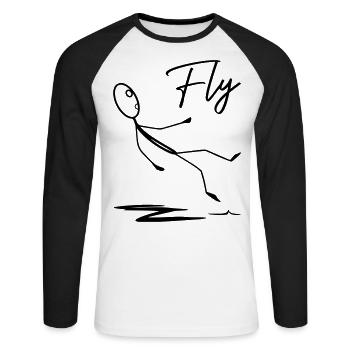 Mouche - T-shirt baseball manches longues Homme - blanc/noir - Devant - Nik (191cm)