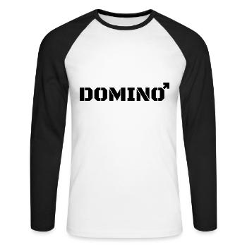 Domino statt Domina - Unisex Baseballshirt langarm - Weiß/Schwarz - Vorne - Nik (191cm)