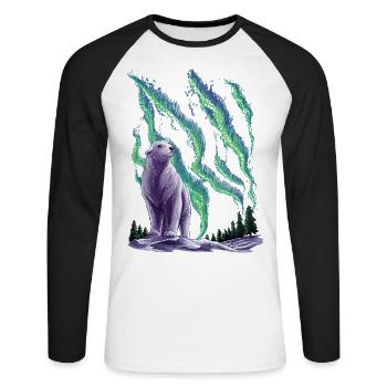 Eisbär - Unisex Baseballshirt langarm - Weiß/Schwarz - Vorne - Nik (191cm)
