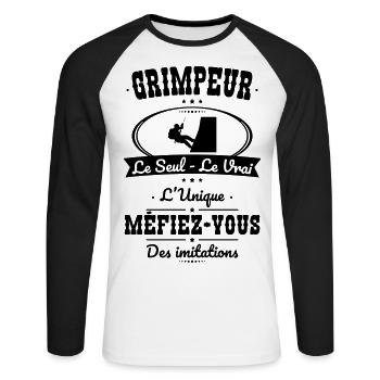Grimpeur - Le Seul - Le Vrai - L'Unique - T-shirt baseball manches longues Homme - blanc/noir - Devant - Nik (191cm)