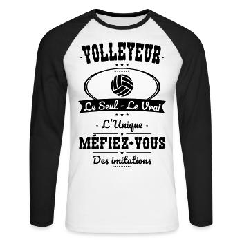 Volleyeur - Le Seul - Le Vrai - L'Unique - T-shirt baseball manches longues Homme - blanc/noir - Devant - Nik (191cm)