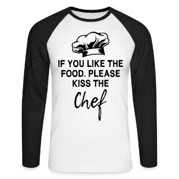 Chef cuisinier - T-shirt baseball manches longues Homme - blanc/noir - Devant - Nik (191cm)