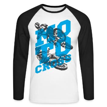 Motocross 01 - Unisex Long Sleeve Baseball T-Shirt - white/black - Front - Nik (191cm)