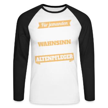 Altenpfleger Altenpflegerin - Held - Unisex Baseballshirt langarm - Weiß/Schwarz - Vorne - Nik (191cm)