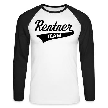 Rentner Team (Senioren Team / Black) - Unisex Baseballshirt langarm - Weiß/Schwarz - Vorne - Nik (191cm)