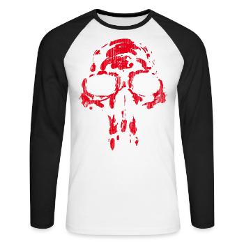 Crâne - Néandertal ROUGE - T-shirt baseball manches longues Homme - blanc/noir - Devant - Nik (191cm)