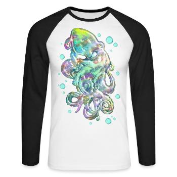 Poulpe - T-shirt baseball manches longues Homme - blanc/noir - Devant - Nik (191cm)