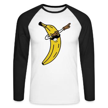BANANA DAB MUSTACHE - Unisex Baseballshirt langarm - Weiß/Schwarz - Vorne - Nik (191cm)