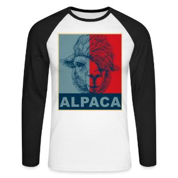 Alpaga alpaga - T-shirt baseball manches longues Homme - blanc/noir - Devant - Nik (191cm)