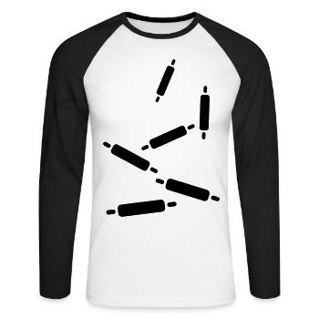 Kitchen roll baking rolling pin - Unisex Long Sleeve Baseball T-Shirt - white/black - Front - Nik (191cm)