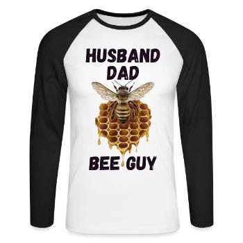 mari père abeilles guy apiculteur - T-shirt baseball manches longues Homme - blanc/noir - Devant - Nik (191cm)