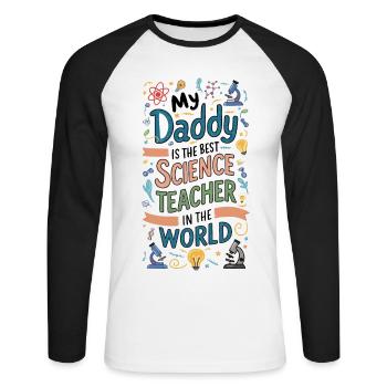 Mon père est le meilleur professeur de sciences - T-shirt baseball manches longues Homme - blanc/noir - Devant - Nik (191cm)