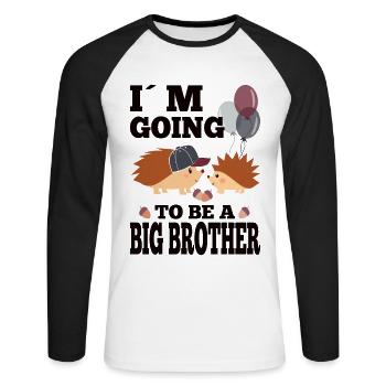 Ich werde großer Bruder - Unisex Baseballshirt langarm - Weiß/Schwarz - Vorne - Nik (191cm)