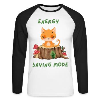 Lustiges Katzen Yoga Design - Unisex Baseballshirt langarm - Weiß/Schwarz - Vorne - Nik (191cm)