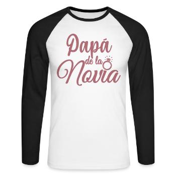 Papa de la Novia Bride's Father Wedding Gift - Unisex Long Sleeve Baseball T-Shirt - white/black - Front - Nik (191cm)