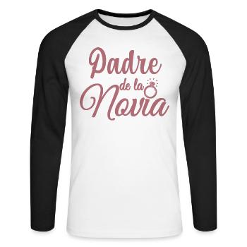 Padre de la Novia Bride's Father Wedding Gift - Unisex Long Sleeve Baseball T-Shirt - white/black - Front - Nik (191cm)