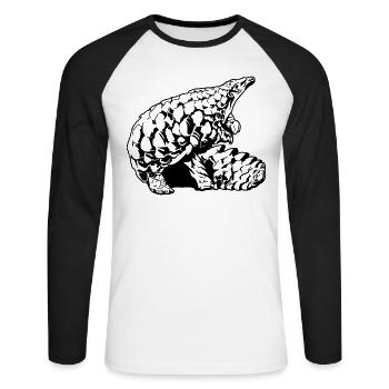 Coole Schuppentierskizze Grafik Wildlife Kreatur - Unisex Baseballshirt langarm - Weiß/Schwarz - Vorne - Nik (191cm)