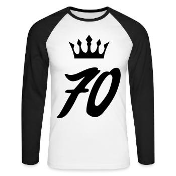 70 Number crown - Unisex Long Sleeve Baseball T-Shirt - white/black - Front - Nik (191cm)