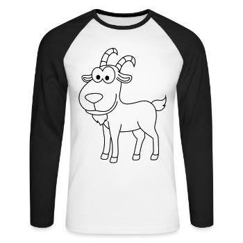 Mountain Goat Comic Animal - Unisex Long Sleeve Baseball T-Shirt - white/black - Front - Nik (191cm)