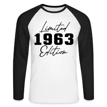 60. Geburtstag Männer Frauen Jubiläum 60 Jahre alt - Unisex Baseballshirt langarm - Weiß/Schwarz - Vorne - Nik (191cm)